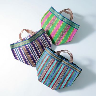 MULTI STRIPE MESH WIDE TOTE BAG^ne Quittez pas
