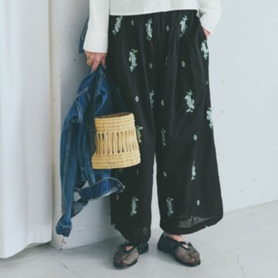 �y�􂦂�zCotton Voile Jasmine Embroidery Gather Pants�^ne Quittez pas