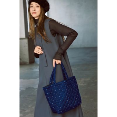 ブルーのベルベット素材はマリソルでしか手に入らないスペシャル　【Marisol別注】Velvet quilting tote for Marisol