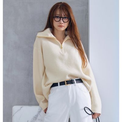 少し短めの着丈でインもアウトも簡単に決まる　【Marisol別注】ハーフジップニット