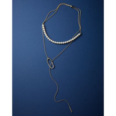 モードな雰囲気のラリエットデザイン　CUTSTEEL sparkle　pearl raliet