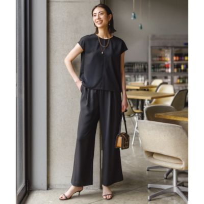 リラクシーな夏カジュアルも、とろみパンツで洗練ムードに　【接触冷感】【洗える】渾身のとろみタックギャザーパンツ