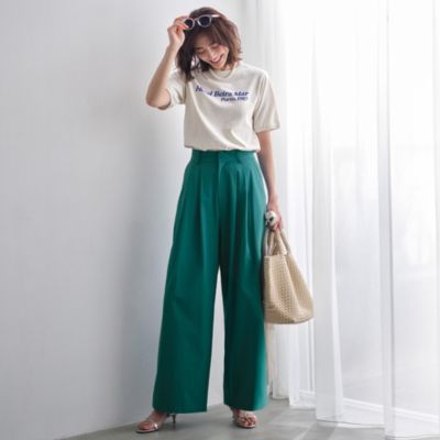 清涼感あふれるカラーを味方にきれいめカジュアルを夏らしく更新！　【接触冷感】【撥水】【洗える】 セミワイドパンツ
