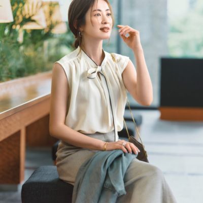 M7days(エムセブンデイズ)のさらふわパイピングボウタイブラウス