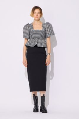 GANNI(ガニー)のSeersucker Check Open－neck Smock Blouse通販
