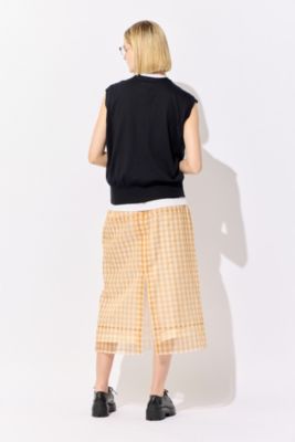 BLAMINK タックオーガンジーシルクスカート　36 BLAMINK(ブラミンク)のシルクオーガンジーチェックタイトスカート通販