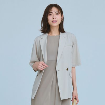 軽く涼しい、夏のはおりの新定番　【接触冷感】【洗える】軽量ハーフスリーブジャケット