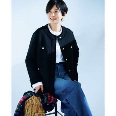 saqui(サキ)の【五明祐子さんセレクト】tweed no－collar jacket通販