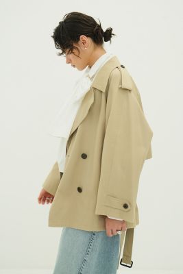 【即日発送】CLANE ベージュ ダブルブレスト トレンチコート CLANE(クラネ)のOVER SHORT TRENCH COAT通販 | mirabella（ミラベラ