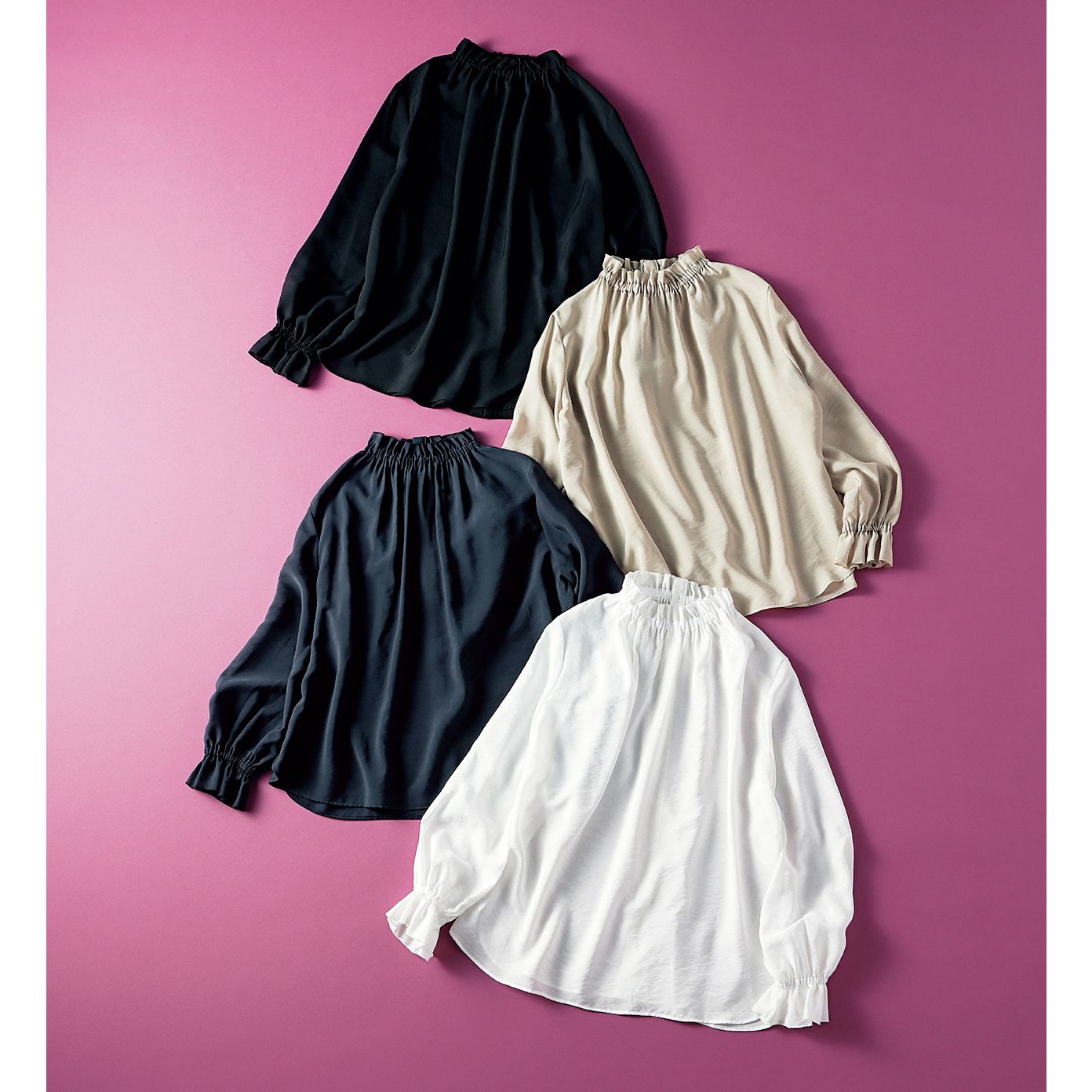 12closet(トゥエルブクローゼット)/【12classe】【洗える】スタンドフリル衿シアーブラウス