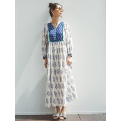 ne Quittez pas(ヌキテパ)のCOTTON VOILE ETHNIC COMBINATION PRINT GATHER DRESS通販  Marisol（マリソル）