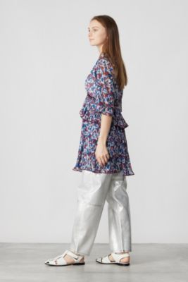 GANNI(ガニー)のPleated Georgette V－neck Flounce Mini Dress