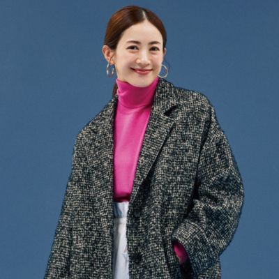 キリッとシャープな美人色ピンク　柔らかウールタートル