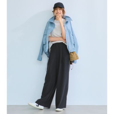 タックによる視覚効果でスマートな脚に！　【高園あずささんコラボ】フィブリルタック入りワイドパンツ