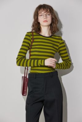 GANNI(ガニー)のStriped Soft Cotton Rib Long Sleeve T－Shirt
