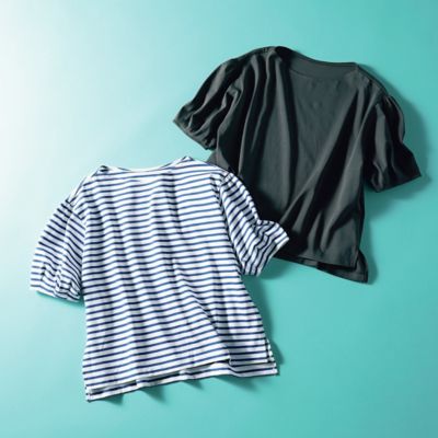 集英社HAPPY PLUS STORE12closet（トゥエルブクローゼット）/【洗える】５分袖ボリュームトップス