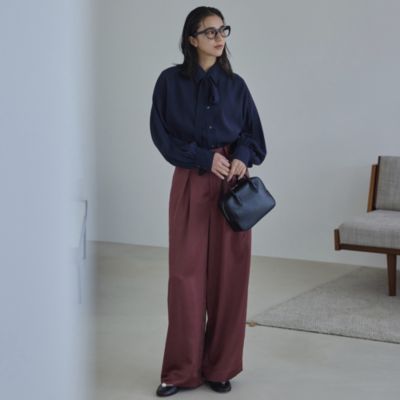 suadeo(スアデオ)の【大草直子さんコラボ】艶タックワイドパンツ通販