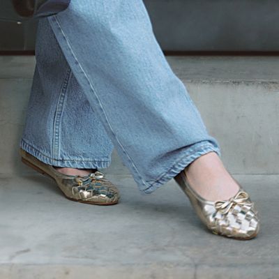 FABIO RUSCONI(ファビオ ルスコーニ)のレザーメッシュフラットシューズ