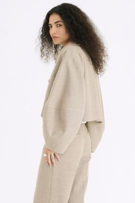 CLANE ノーカラーショートジャケット ベージュ CLANE(クラネ)のCOCOON SLEEVE SHORT JACKET通販 | mirabella