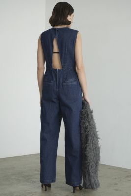 タグ付】CLANE バックオープン デニム オールインワン