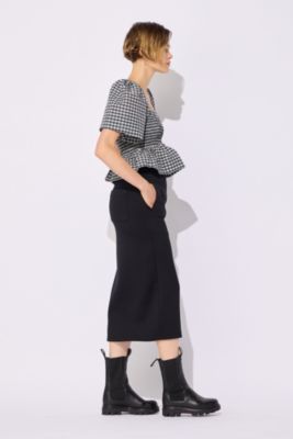 Ganni(ガニー) Seersucker Check Smock Top レディース  34 中古 古着 0142 GANNI(ガニー)のSeersucker Check Open－neck Smock Blouse通販