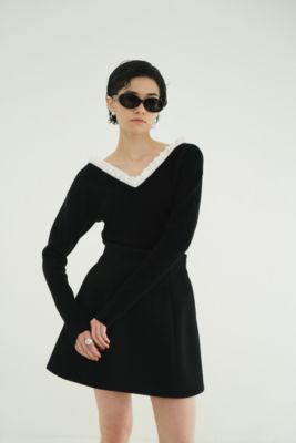 CLANE(クラネ)の2WAY FRILL V NECK KNIT TOPS通販 | LEEマルシェ