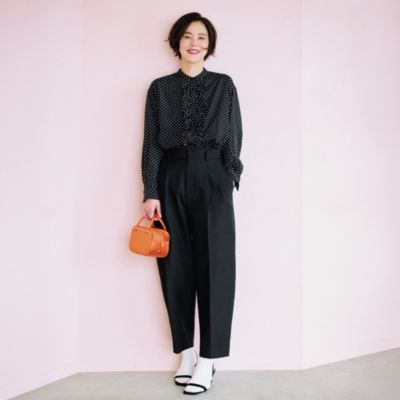 HARDY NOIR 福田麻琴 20SS ダブルクロス フリルブラウス 紺 F スタイリスト福田麻琴さんとコラボ服作りました。第一弾 セットアップ