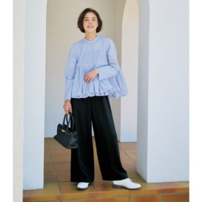 Curensology LEE別注 【洗える】ギャザーブラウス Curensology(カレンソロジー)の【LEE別注】【洗える】ストライプ