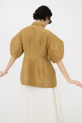 CLANE◆WAIST SHAPE PAFF SLEEVE TOP/半袖ブラウス/1/ポリエステル/BLK/18122-42// CLANE(クラネ)のWAIST SHAPE PAFF SLEEVE TOPS通販 | 集英社