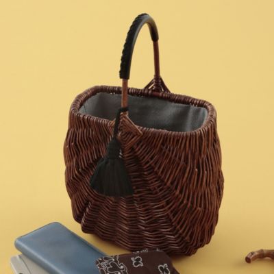 Pale Jute weekend basket（Large）＋別色タッセル（ピンク）