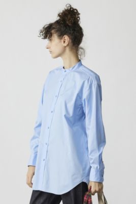 超美品　BLAMINKブラミンク　コットンバンドカラーシャツ　ライトブルー　36ドゥロワー