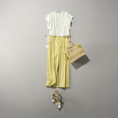 E by eclat(イーバイエクラ)のサイドベルトつきタックワイドパンツ通販