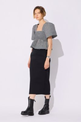 GANNI(ガニー)のSeersucker Check Open－neck Smock Blouse通販