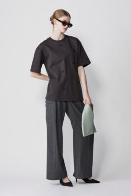 GANNI Tシャツ GANNI(ガニー)のHeavy Cotton Rhinestone Drop Shoulder T