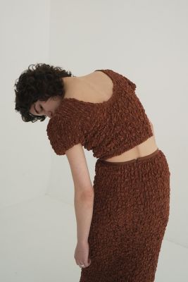 美品　24SS クラネ　ダブルフェイスシャーリングクロップドトップス 美品 24SS クラネ ダブルフェイスシャーリングクロップド