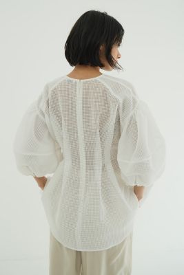 【即日発送】CLANE SHEER PLAID VOLUME SLEEVE 2 SHEER PLAID VOLUME SLEEVE TOPS -BLACK- – OBLIGE