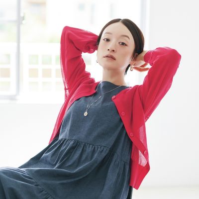 【新品】SHE Tokyo Demi Sheer Red 0サイズ カーディガン 新品】SHE Tokyo Demi Sheer Red 0サイズ カーディガン