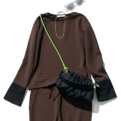 宮崎桃代×SLOANE 五分袖ニットプルオーバー　ポリエステル半袖ニット 宮崎桃代×SLOANE 五分袖ニットプルオーバー ポリエステル半袖ニット