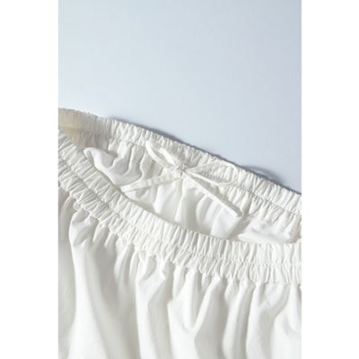 ウエストはループに縫い付け捻れにくくした ギャザーゴムと、内紐のダブル仕様。