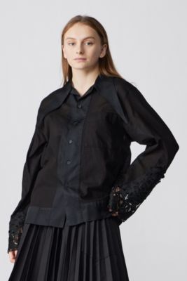 TOGA PULLA◆24SS/Mesh lace shirt/長袖シャツ/38/コットン/BLK/TP241-FJ222 TOGA PULLA(トーガ プルラ)のMesh lace shirt通販 | 集英社HAPPY