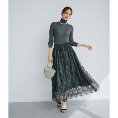 【大草直子さん着用】ホワイトレースタイトスカート 大草直子さん×NEMIKA】ベロアロングスカート|ネミカ | レリアン公式