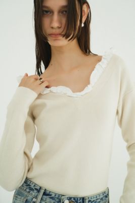 CLANE(クラネ)の2WAY FRILL V NECK KNIT TOPS通販 | LEEマルシェ