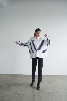 CLANE(クラネ)のWIDE HENRY NECK BORDER TOPS通販 | mirabella