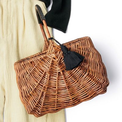 Pale Jute×eclat weekend basket（Wide）＋別色タッセル（ピンク）