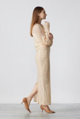 CINOH - 【美品】  CINOH / チノ | 2024SS | SPANGLE KNIT CARDIGAN / スパンコール ニット カーディガン | 38 | ベージュ | レディース 美品】 CINOH / チノ | 2024SS | SPANGLE KNIT CARDIGAN