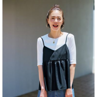 集英社HAPPY PLUS STORE12closet（トゥエルブクローゼット）/【福田麻琴さんコラボ】【洗える】ジュエリー映えする 究極のリブTシャツ
