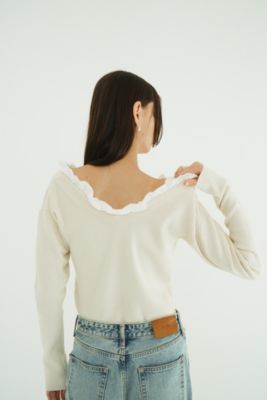 くまちゃん様2WAY FRILL V NECK KNIT TOPS CLANE CLANE(クラネ)の2WAY FRILL V NECK KNIT TOPS通販 | 集英社HAPPY PLUS