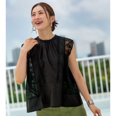 アクセ映えする涼感ブラウスならこれ　MANNY LACE N／S BLOUSE