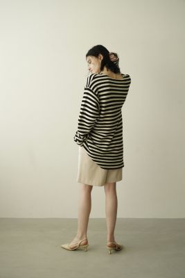クラネ CLANE LOOSE VINTAGE LONG SLEEVE TOPS BORDER ボーダーニット 14105-1042 ホワイト×ブラッ CLANE クラネ LOOSE VINTAGE LONG SLEEVE TOPS BORDER ボーダー