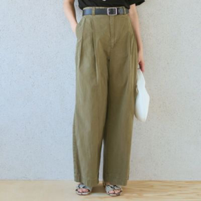 MADISONBLUE ワイドレッグパンツ カーキ MADISONBLUE(マディソンブルー)のPLEATED WIDE LEG PANTS W／O通販